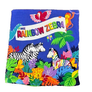 The Rainbow Zebra Book Fabric cloth Baby Toddler Soft VINTAGE Colorful